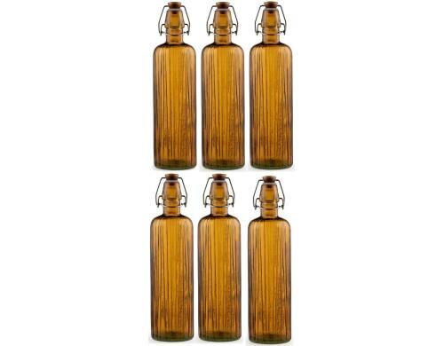 Bitz Glasflasche Kusintha Amber 0.75l 6tlg 6er Set, Bügelverschluss