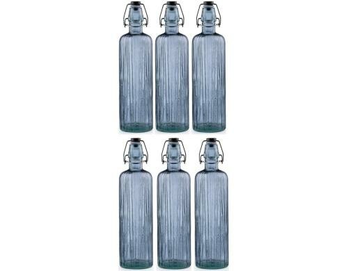 Bitz Glasflasche Kusintha Blau 0.75l 6tlg 6er Set, Bügelverschluss