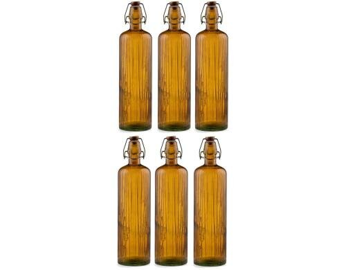 Bitz Glasflasche Kusintha Amber 1.2l 6tlg 6er Set, Bügelverschluss