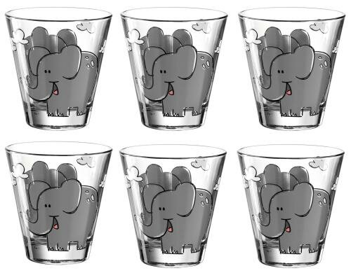 Leonardo Trinkglas Bambini 215ml Elefant 6er Set, D: 9cm, H: 9cm Vol: 215ml