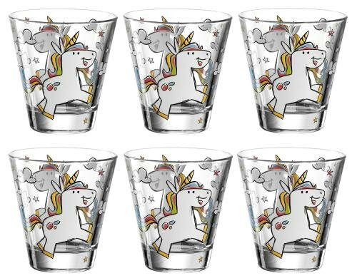 Leonardo Trinkglas Bambini 215ml Einhorn 6er Set, D: 9cm, H: 9cm Vol: 215ml
