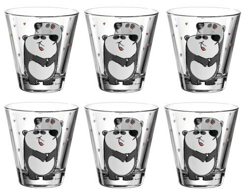 Leonardo Trinkglas Bambini 215ml Panda 6er Set, D: 9cm, H: 9cm Vol: 215ml