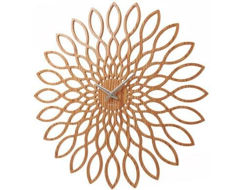 KARLSSON Wanduhr Sunflower, Natur MDF, D: 60cm, Exkl. 1 AA Batterien