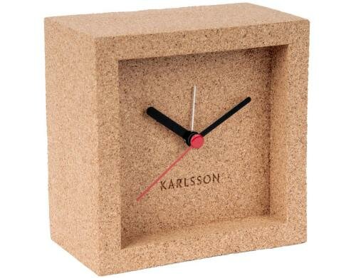 KARLSSON Wecker Franky, Kork, Natur 10 x 10 x 5.5 cm, Exkl. AA Batterien