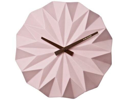 KARLSSON Wanduhr Origami, Rosa matt D: 27 cm, B: 6 cm, Exkl.  1 x AA Batterien