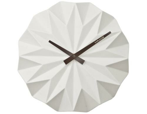 KARLSSON Wanduhr Origami, Weiss matt D: 27 cm, B: 6 cm, Exkl.  1 x AA Batterien