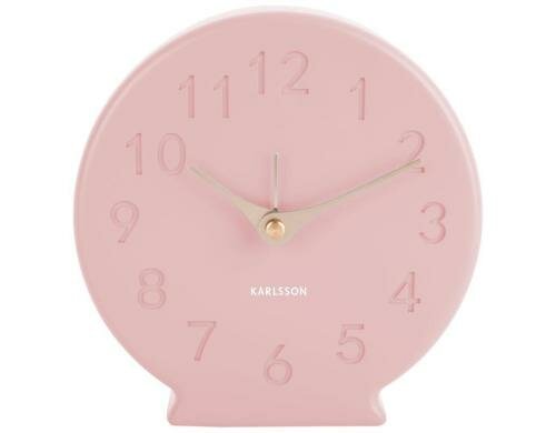 KARLSSON Wecker Sole Numbers, Rosa matt 14 x 13.5 x 4.5 cm, Exkl. AA Batterien