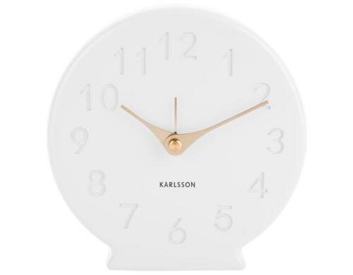 KARLSSON Wecker Sole Numbers, Weiss matt 14 x 13.5 x 4.5 cm, Exkl. AA Batterien