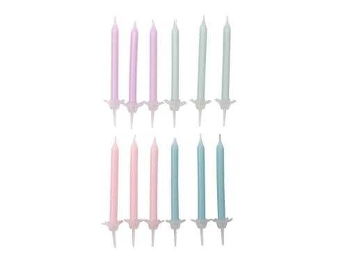 Rico Design Kerzen Set Pastell 24 Kerzen und Halter