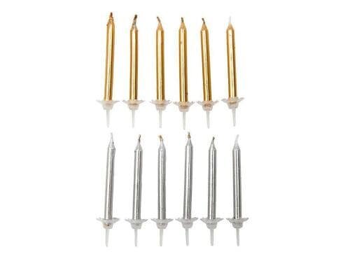 Rico Design Kerzen Set Gold Silber 24 Kerzen und Halter