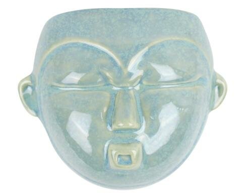 present time Wandblumentopf Maske, Grün Keramik, 18.1 x 14.5 x 7.8 cm