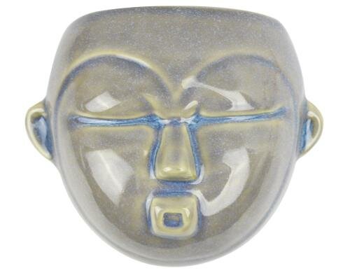 present time Wandblumentopf Maske, Grau Keramik, 18.1 x 14.5 x 7.8 cm