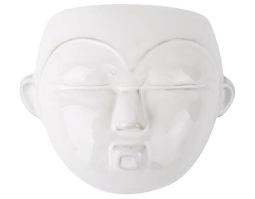 present time Wandblumentopf Maske, Weiss Keramik, 18.1 x 14.5 x 7.8 cm