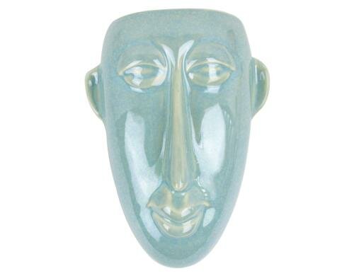 present time Wandblumentopf Maske, Grün Keramik, 17.5 x 22.4 x 7.4cm