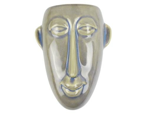 present time Wandblumentopf Maske, Grau Keramik, 17.5 x 22.4 x 7.4cm