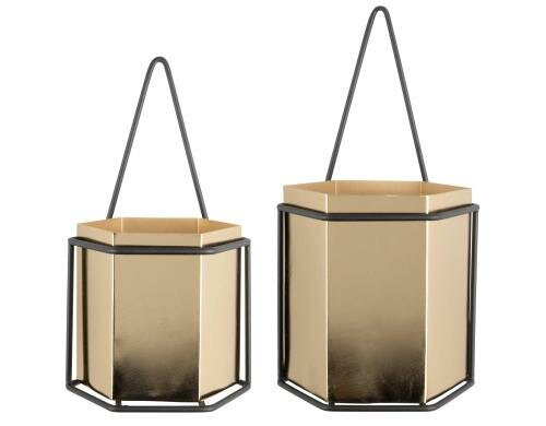 present time Hexagon Hängetopf, 2er Set Gold antik, Eisen