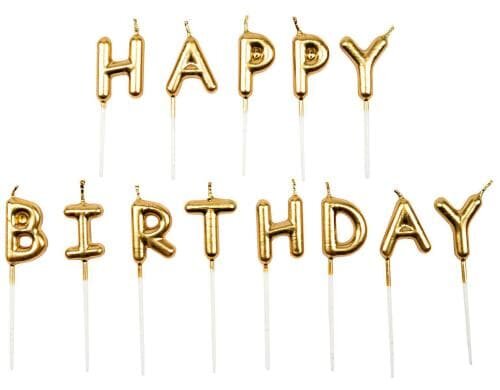 Rico Design Kerzen Set gold Happy Birthday