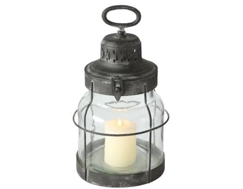 Windlicht Husum, H 32 cm, Metall, Schwarz