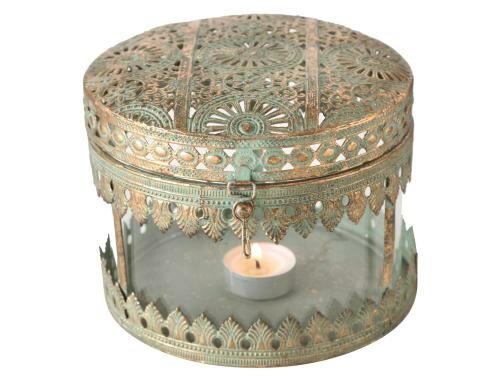 Windlicht Violo, H 14 cm, Metall, Gold