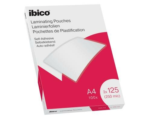 Ibico Laminierfolie A4 125 mic, 100 Stück, glänzend, adhesive