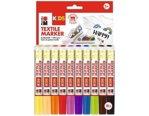 Marabu Kids Textilmarker 3 mm, 10 Stück, waschbeständig bei 60