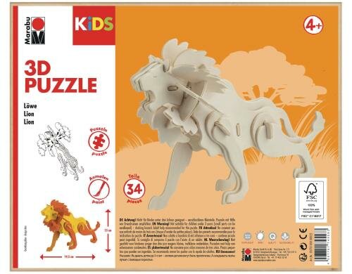 Marabu 3D-Puzzle/Bausatz Löwe, Zum Bemalen