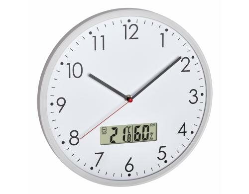 TFA  Wanduhr mit Thermometer und Hygrometer, ohne Batterie
