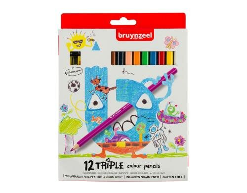 Bruynzeel Farbstifte Triple 12er Set, inklusive Anspitzer