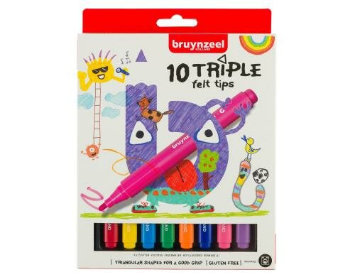 Bruynzeel Fasermaler Triple 10er Set, auswaschbar