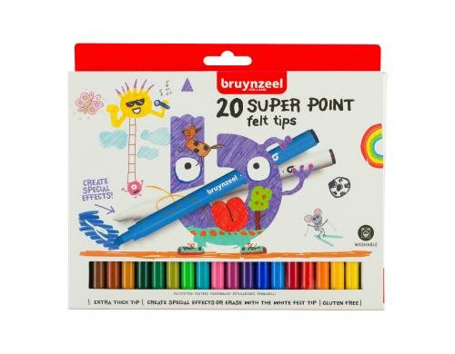 Bruynzeel Fasermaler Super Point 20er Set, inklusive Löschstift