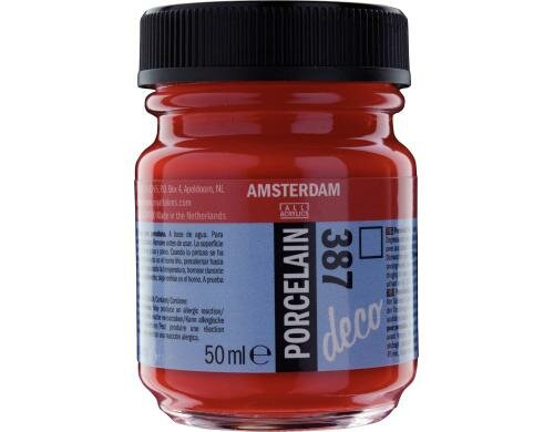 Amsterdam Porzellanfarbe 50 ml LEUCHTEND ROT, Deckfähigkeit: Transparent