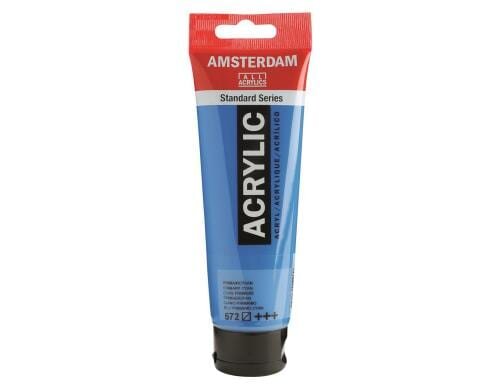 Amsterdam Acrylfarbe Standard 572 120 ml, Farbe: Primärzyan, Halbtransparent