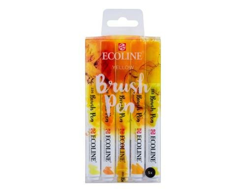 Talens Brush Pen Ecoline 5 Brush Pens, Farbe Gelb