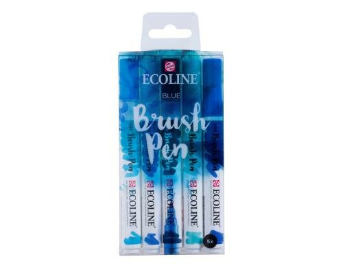 Talens Brush Pen Ecoline 5 Brush Pens, Farbe Blau