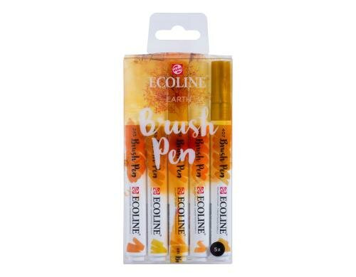 Talens Brush Pen Ecoline 5 Brush Pens, Farbe Erde