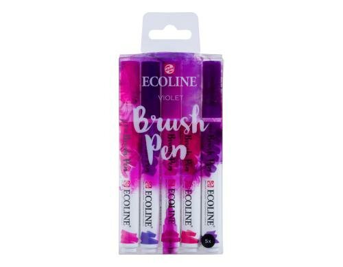 Talens Brush Pen Ecoline 5 Brush Pens, Farbe Violett