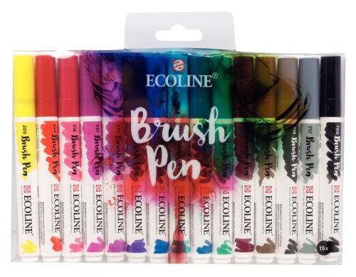 Talens Brush Pen Ecoline Set 15 Brush Pens
