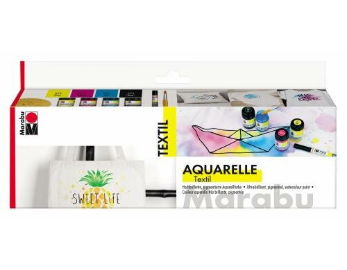 Marabu Textilfarbe Aquarelle Starterset, 4 x 15 ml