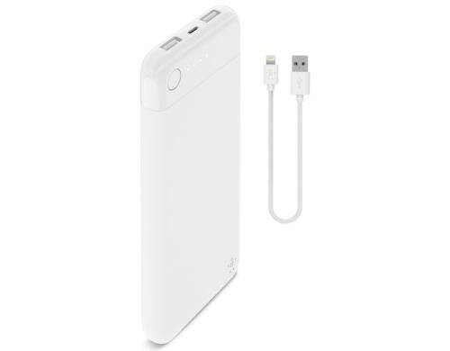 Belkin Powerbank Boost Charge 10000 mAH weiss, Lightning-Connector inkl. Kabel