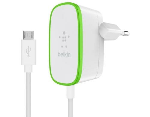 Belkin Home Charger Micro-USB, weiss 12W / 2.4A, integriertes Micro-USB Kabel