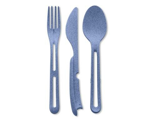 Koziol Besteckset KliKK Organic Blau je 1x Messer, Löffel, Gabel