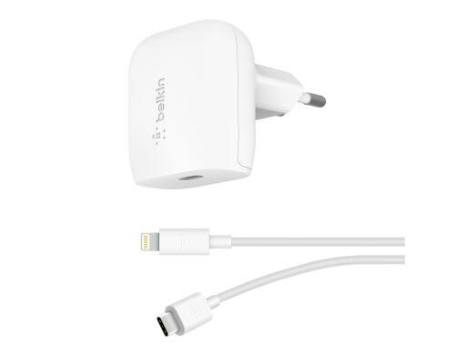 Belkin Boost Chargr USB-C m. Lightning Kabe 18 W/3,6 A, weiss