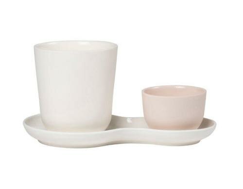 Nudge Seriverplatte Kaffee & Kekse Cream 3tlg Set aus eingefärbtem Porzellan