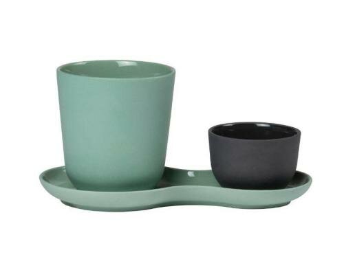 Nudge Seriverplatte Kaffee & Kekse Liquoric 3tlg Set aus eingefärbtem Porzellan