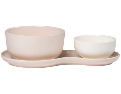 Nudge Seriverplatte Suppe & Salat Roseberry 3tlg Set aus eingefärbtem Porzellan