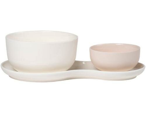 Nudge Seriverplatte Suppe & Salat Cream 3tlg Set aus eingefärbtem Porzellan