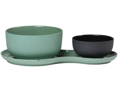 Nudge Seriverplatte Suppe & Salat Kale Gree 3tlg Set aus eingefärbtem Porzellan