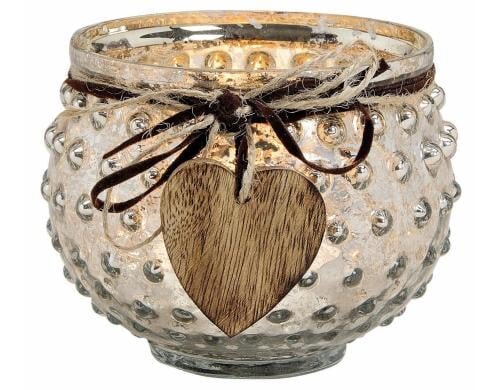 G. Wurm Windlicht aus Glas mit Herzanhänger 13 x 10 x 13 cm