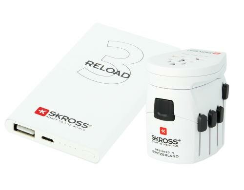 SKROSS World-Reiseadapter Pro USB KIT 2+3 polige Geräte, + Reload 3