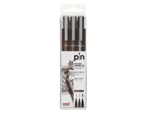 UNIBALL Fineliner PIN 3er Set 2x Sepia (01/0.5mm) + 1x schwarz